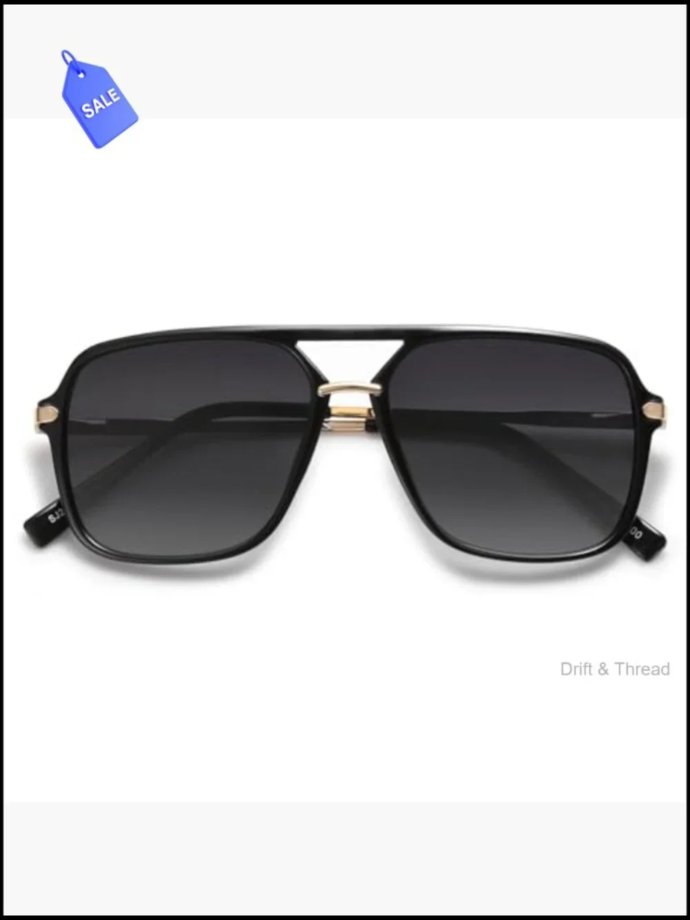 Polarized Square Aviator Sunglasses UV400 Unisex Retro Double Bar